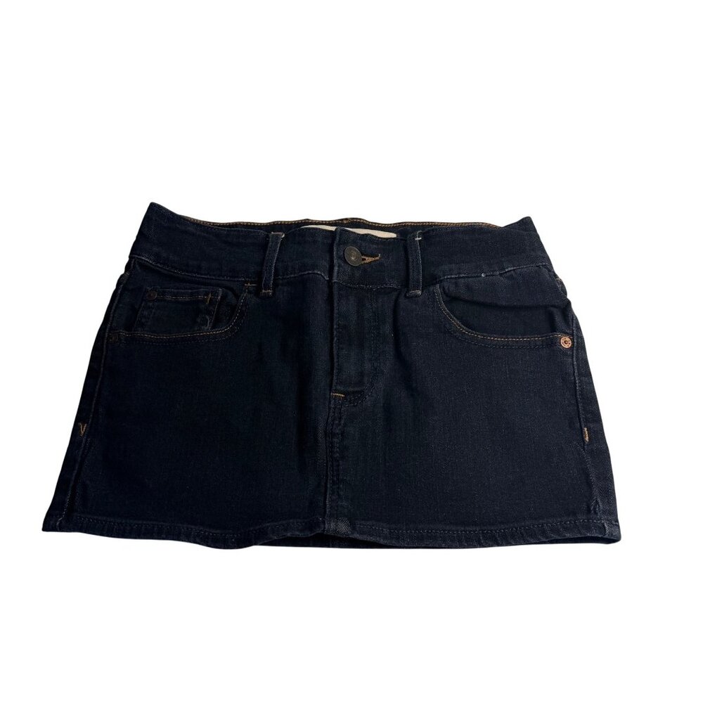 VTG Y2k Abercrombie & Fitch Womens Denim Mini Skirt SZ 0 Dark Wash Stretch 2000s